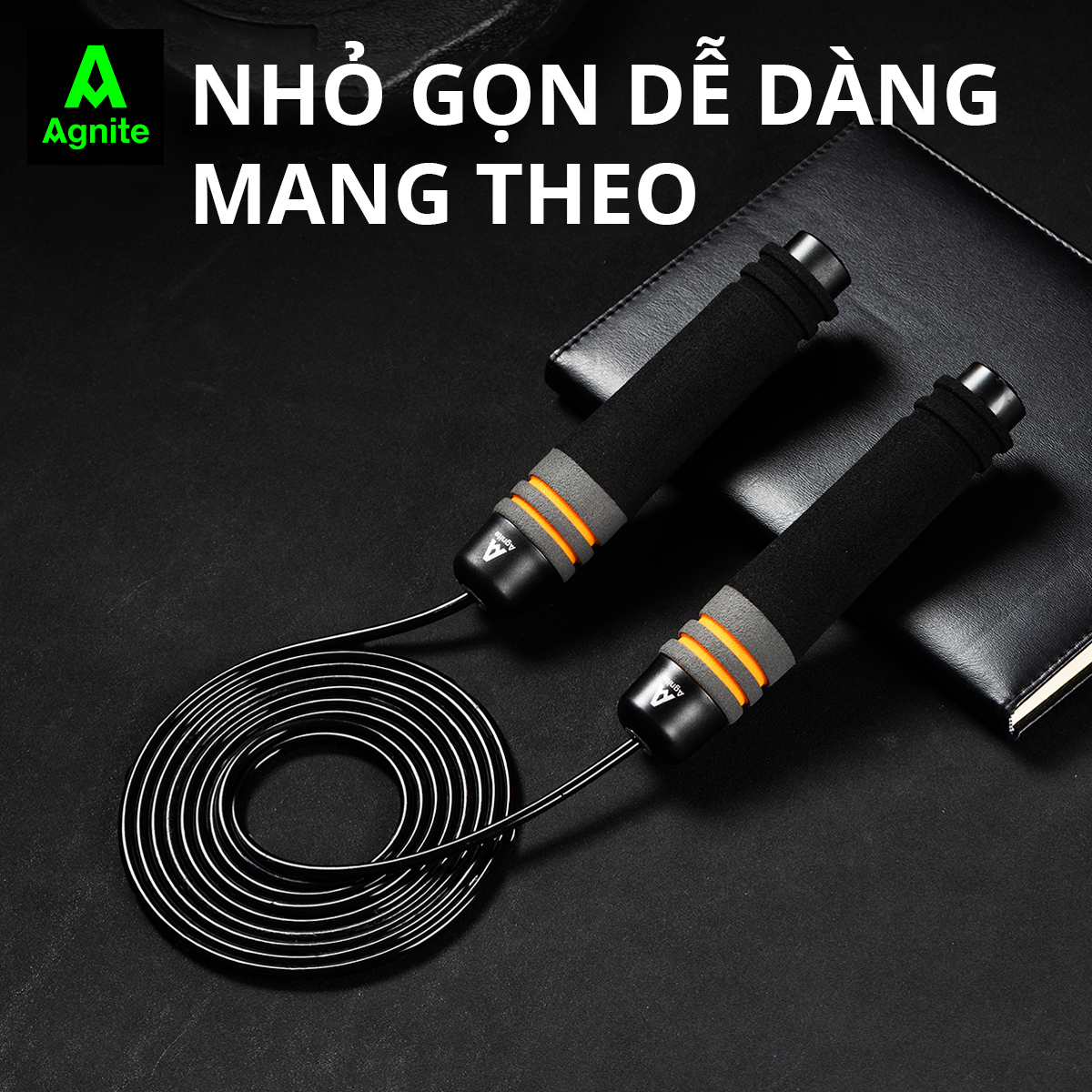 Dây nhảy thể dục lõi thép, dây PVC đếm số tự động Agnite - dây nhảy tại nhà hỗ trợ giảm cân, tập luyện tại nhà, boxing, muaythai