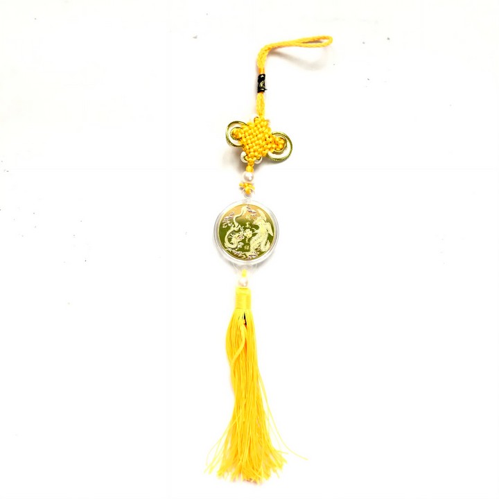 Dây Treo Xu Long Phụng In Màu Dùng treo trong nhà, nơi làm việc, trên xe Ôtô, mang theo bên người, kích thước 33 x 5cm, màu vàng - TMT Collection - SP005161