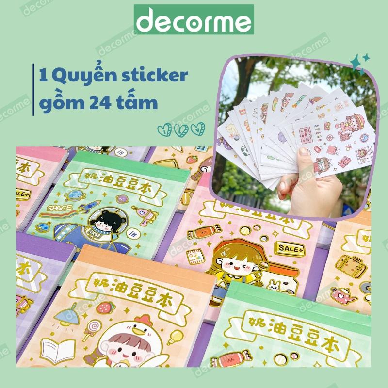 Quyển Sticker Hình Dán Trang Trí Sổ Lưu Niệm Decorme, Sách Họa Tiết Hoạt Hình Dễ Thương (giao màu ngẫu nhiên