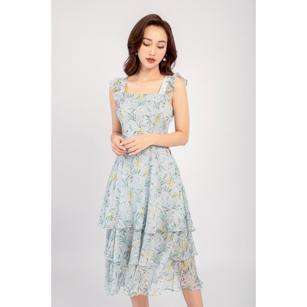 Đầm maxi, quai kẹp bèo, tùng bèo ba tầng MMOutfit DA0222421