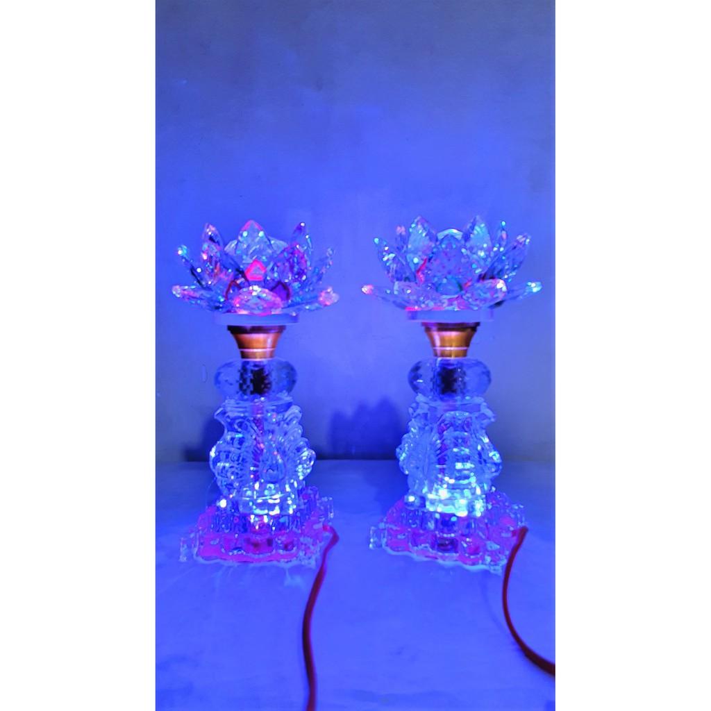 Đèn Pha Lê Hoa Sen Nhiều Màu cao 27cm