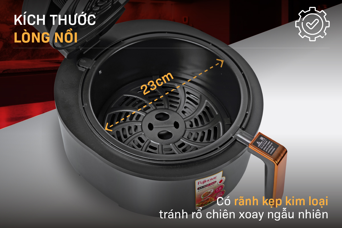 NỒI CHIÊN KHÔNG DẦU FUJIHOME AG6D 6LÍT- Hàng Chính Hãng