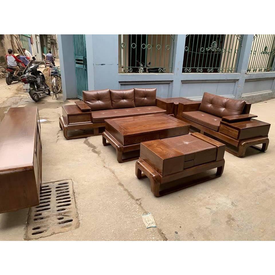 Bộ ghế Sofa 2 văng gỗ sồi hiện đại