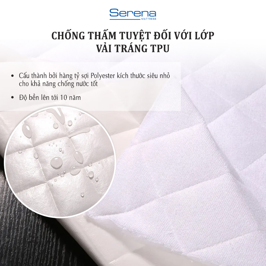 Tấm bảo vệ nệm chống thấm nước cotton SERENA cao cấp - tấm thảm miếng lót trải bảo vệ đệm nệm niệm giường ngủ nằm mỏng làm mát chống thấm đa năng