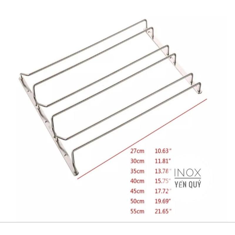 Sus304 giá treo ly 3 hàng inox sâu 27cm 30cm và 40cm
