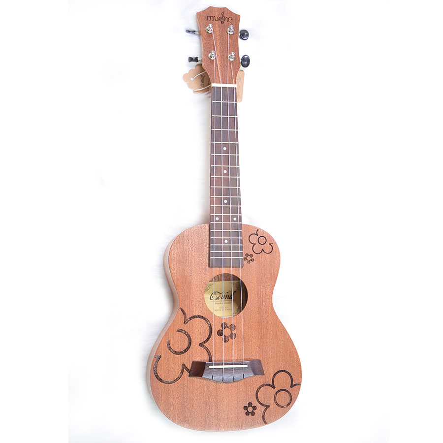 Đàn Ukulele Concert gỗ hình Bông Hoa (tặng kèm bao đựng, sách học, phím gảy)