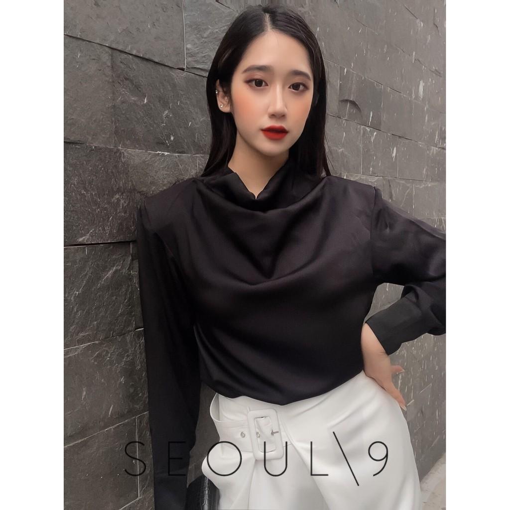 Sơmi lụa ngọc trai cổ đổ cá tính