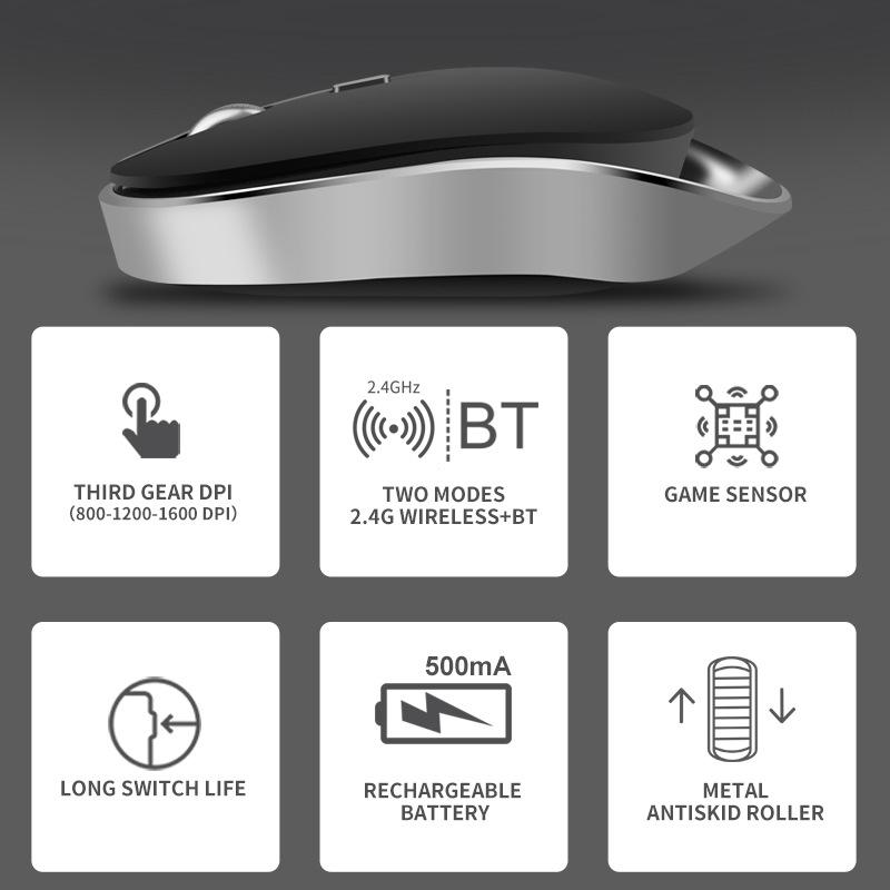 Viper BM800 Mới Chuột Bluetooth 5.1 Hai Chế Độ Không Dây Chế Độ Riêng Tư Im Lặng Và Im Lặng Sạc Chuột Máy Tính