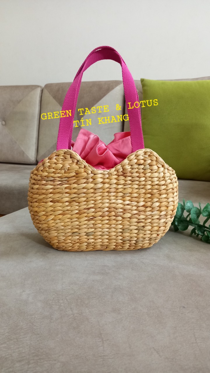 Túi Xách Lục Bình Mỹ Nghệ Thêu Bé Mèo Đẹp Lạ, Siêu Dễ Thương-Giỏ Lục Bình TXLBTCLTK01