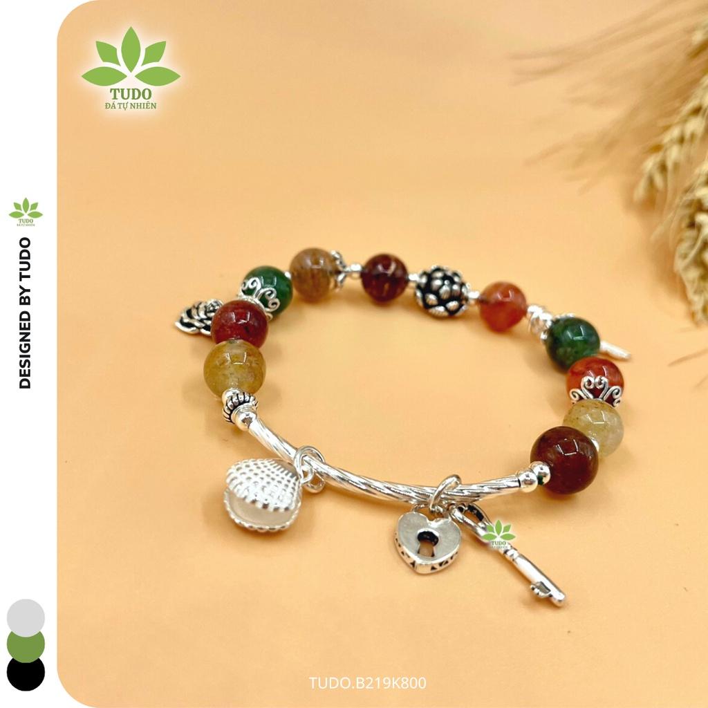 Vòng Tay Bạc Nữ Charm Bạc Chìa Khóa Tình Yêu, Hoa Hồng, Vỏ Sò Mix TA Ưu Linh Đa Sắc TUDO B219K800 - Đa Mệnh