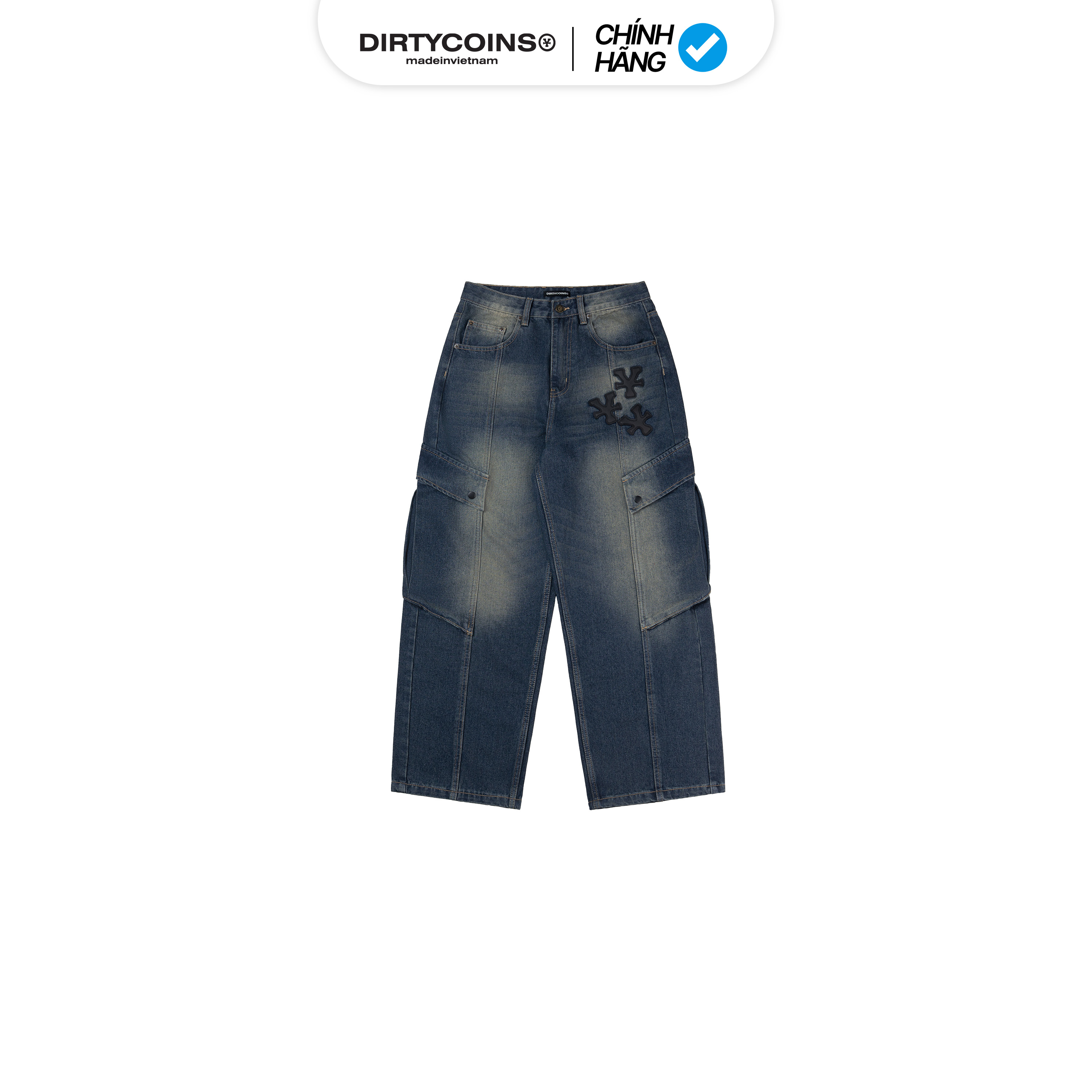 Quần DirtyCoins Splicing Cargo Pants Blue Wash