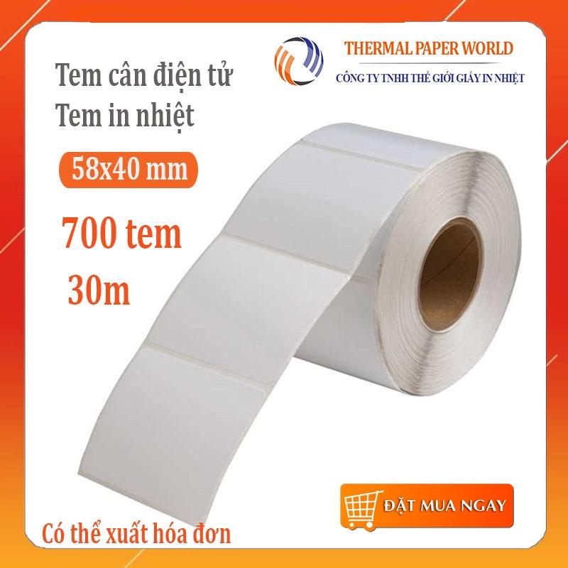 Giấy in tem cân điện tử 58 x 40 | Decal nhiệt 58x40