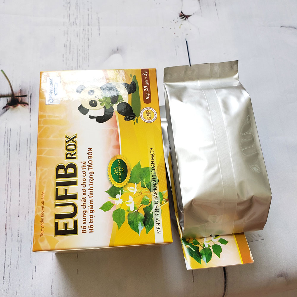 Men vi sinh EUFIB ROX Bổ xung chất xơ cho cơ thể, giảm tình trạng táo bón - Hộp 20 gói 3g