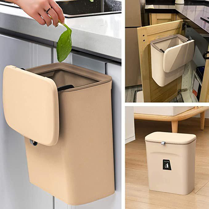 Thùng rác thông minh tiện dụng treo tường có nắp thời trang- 9L