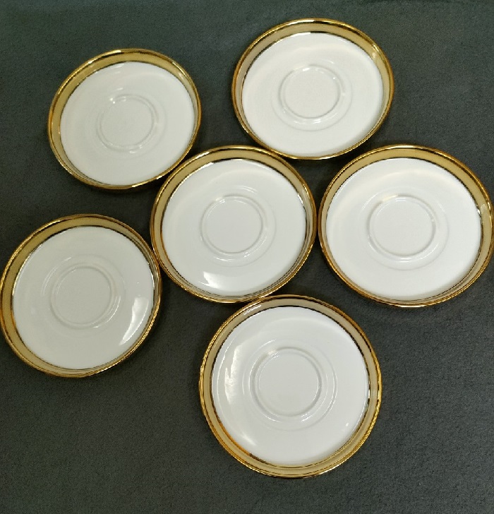Set 6 đĩa sứ viền vàng cao cấp