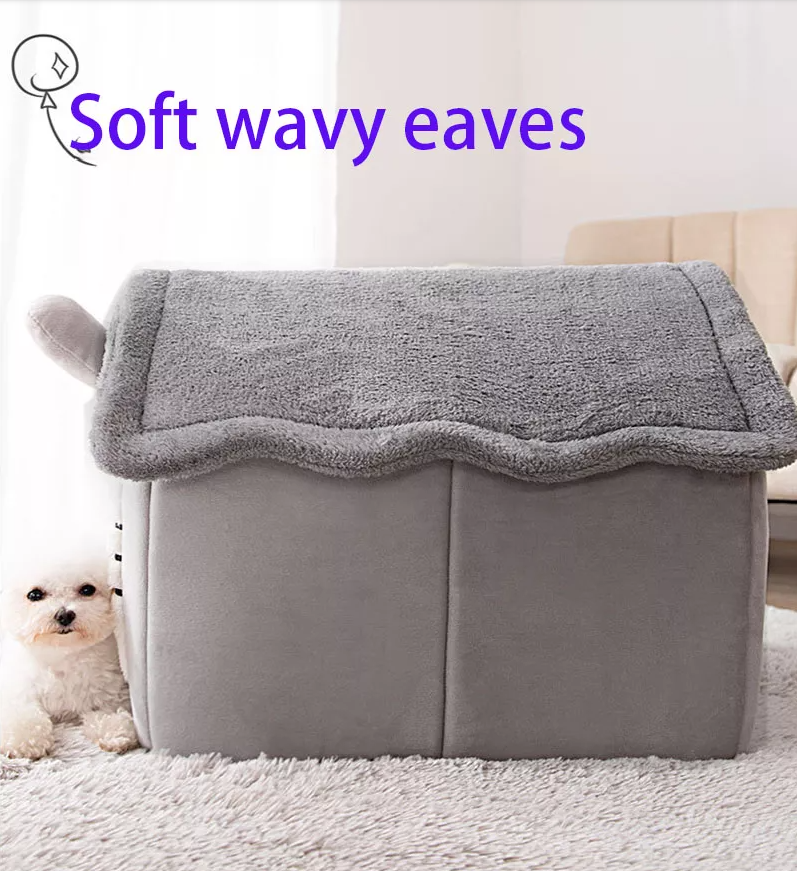 Nhà thú cưng có mái che vải cotton siêu êm, có thể tháo rời giặt, ổ thú cưng dễ thương