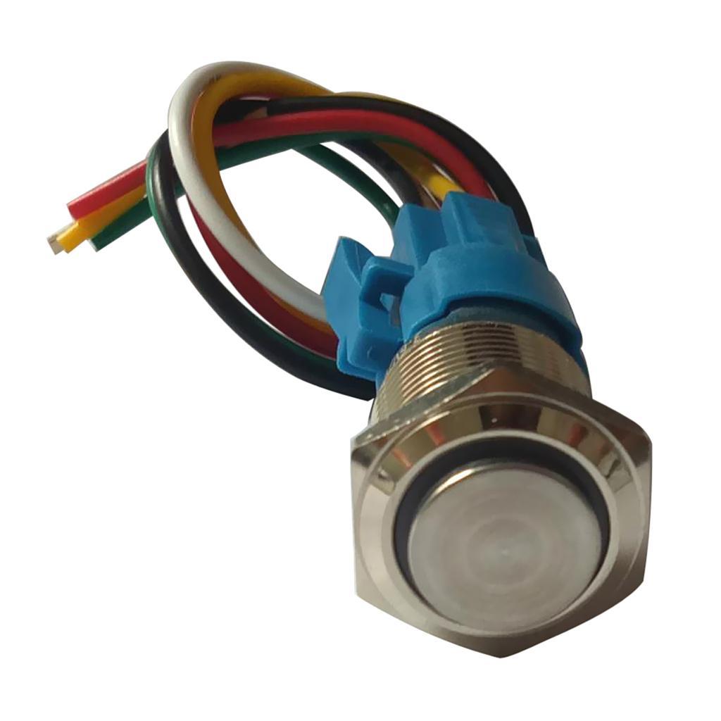 16mm 3-6V 5A Metal Car Push Button Switch With LED Self-Locking