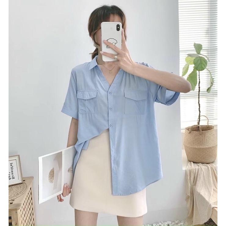 ÁO SƠ MI CỘC TAY BASIC CÓ TÚI