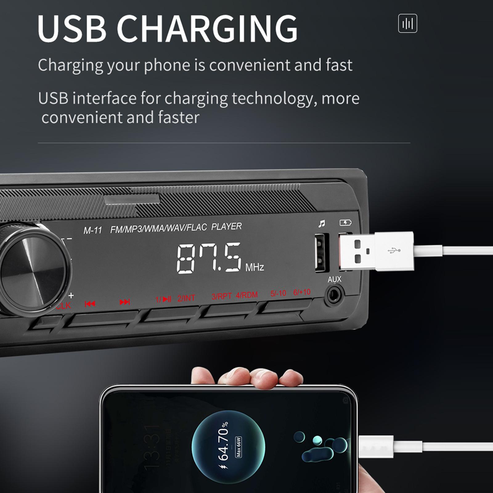 Bluetooth Car Stereo Audio, Audio Systems Subwoofer Output Shockproof Wireless Remote Control Bluetooth Audio Multimedia AM/FM Radio Receiver