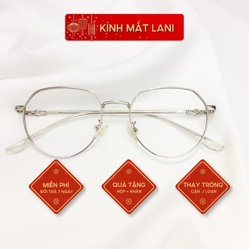 Gọng kính cận nam nữ LANI 61035 kim loại đa giác họa tiết nhiều màu nhận lắp mắt kính có độ theo yêu cầu