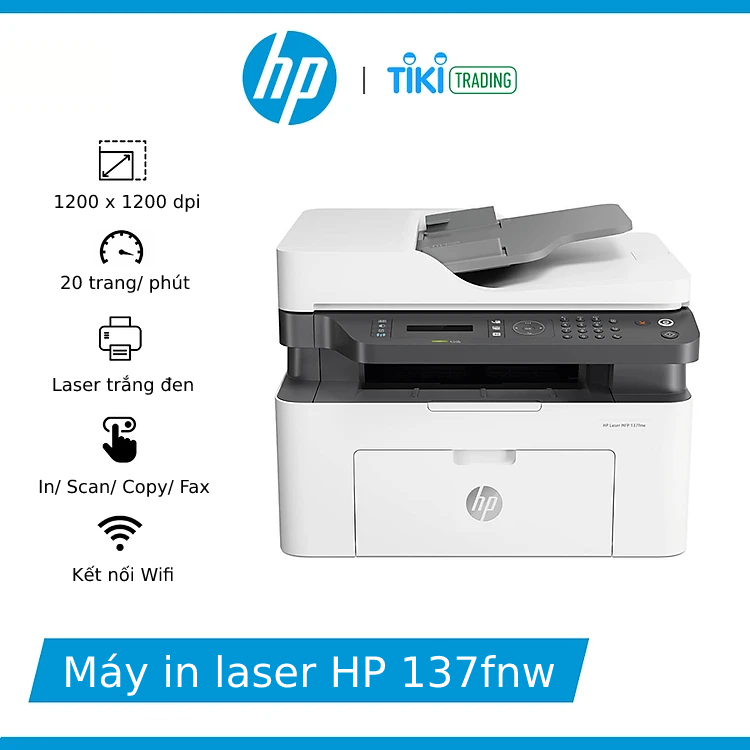 Máy in laser đen trắng đa chức năng HP 137fnw - 4ZB84A - Hàng Chính Hãng