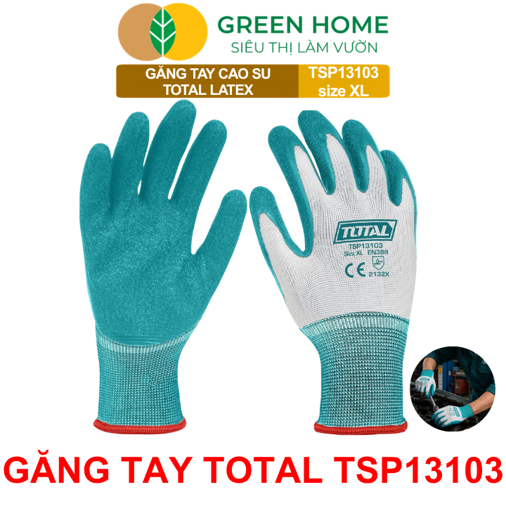 Găng Tay Cao Su Total TSP13103 GreenHome, Size XL – Làm Vườn, Chống Trơn Trượt, Bền Bỉ Cho Mọi Công Việc