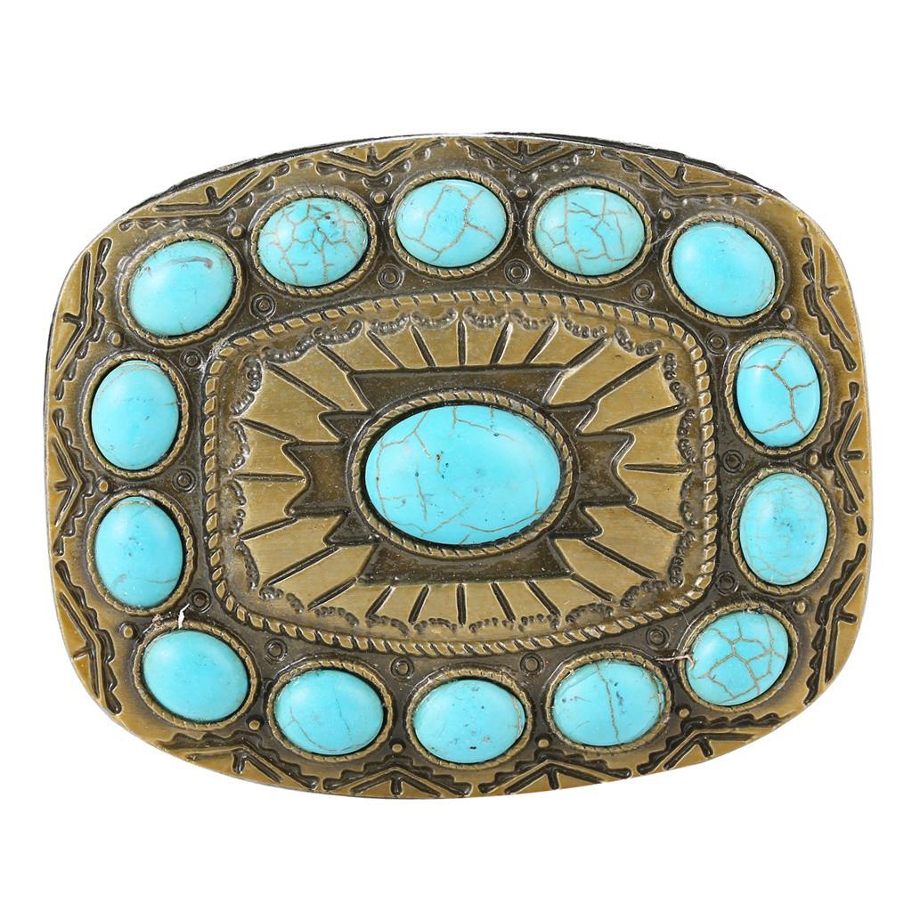 Retro Turquoise Belt Buckle Indian Bronze Tone Buckles Jeans Accessory