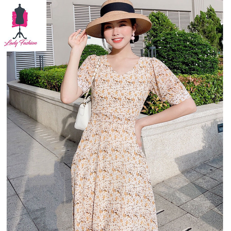 Đầm vol xòe hoa nhí cao cấp -MS017