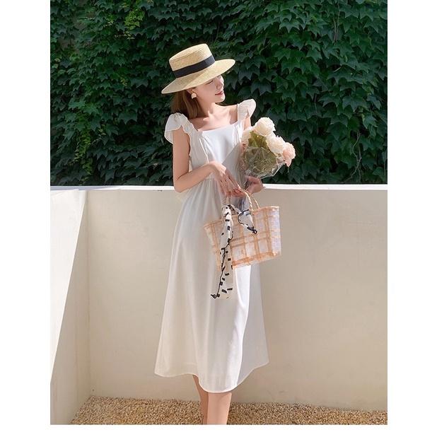 Váy Maxi Bèo Nhún Hở Lưng Nơ
