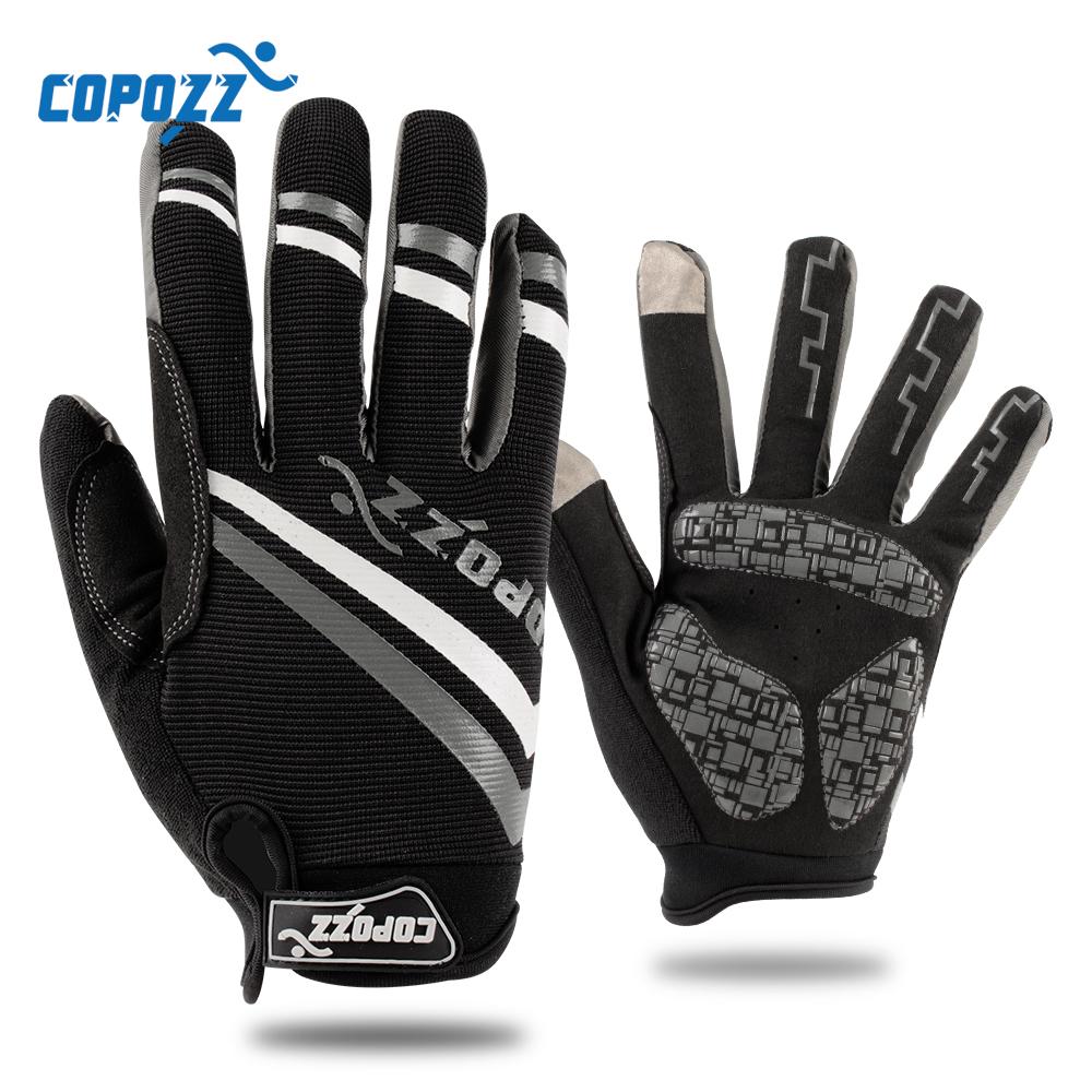 Copozz thương hiệu gel mới găng tay xe đạp toàn bộ ngón tay cảm ứng găng tay đạp xe chống chống trượt chống trượt MTB thể thao Găng tay xe đạp thể thao Color: Red Size: XXL