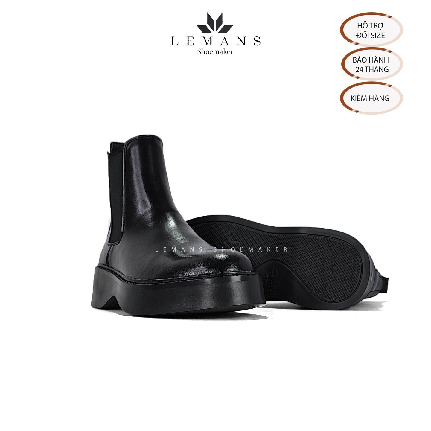 The Breakthrough Chunky CHELSEA Boots Lemans - BST độc quyền, đế cao 6cm Full cao su nguyên khối Da bò nguyên tấm BH 24T