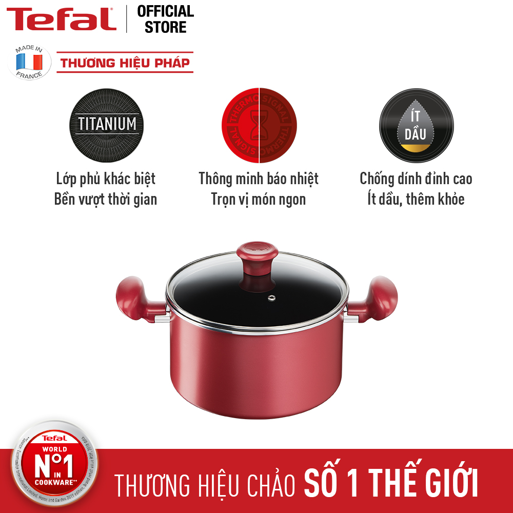 Bộ 3 Chảo chiên, Nồi, Chảo chiên sâu lòng Tefal So Chef 21 - 22 - 24cm - Dùng mọi loại bếp - Chấm đỏ báo nhiệt thông minh - Hàng chính hãng - Hàng chính hãng