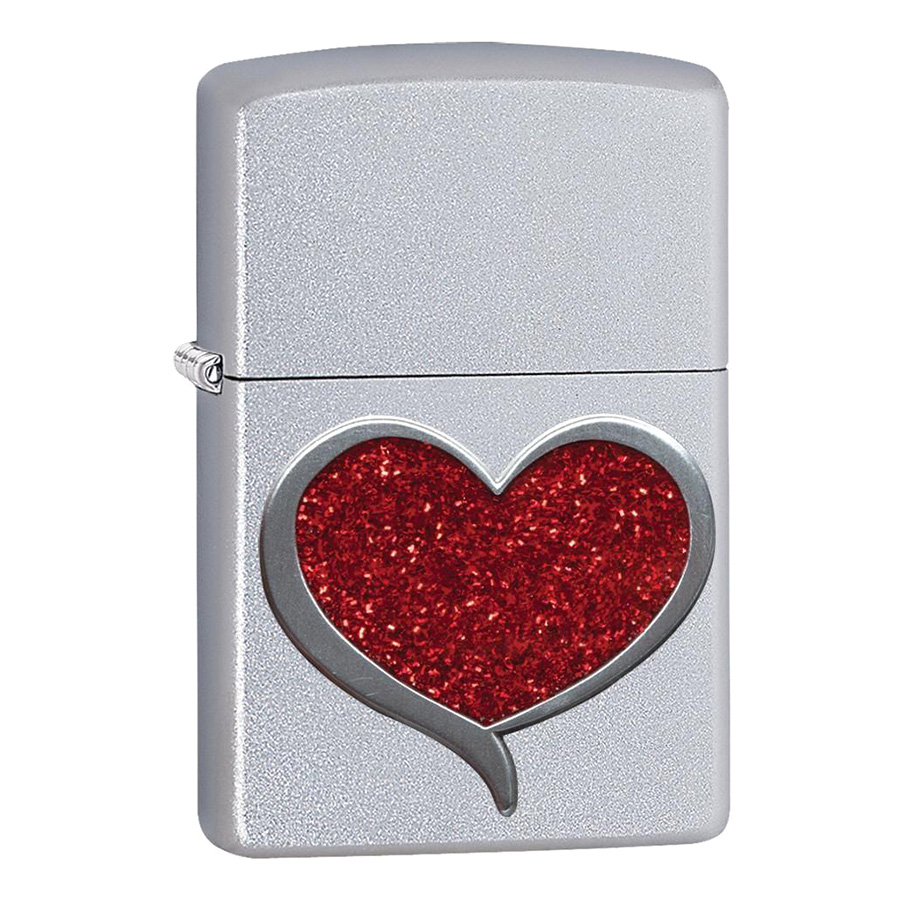 Bật Lửa Zippo 29410 - Glitter Heart Satin Chrome