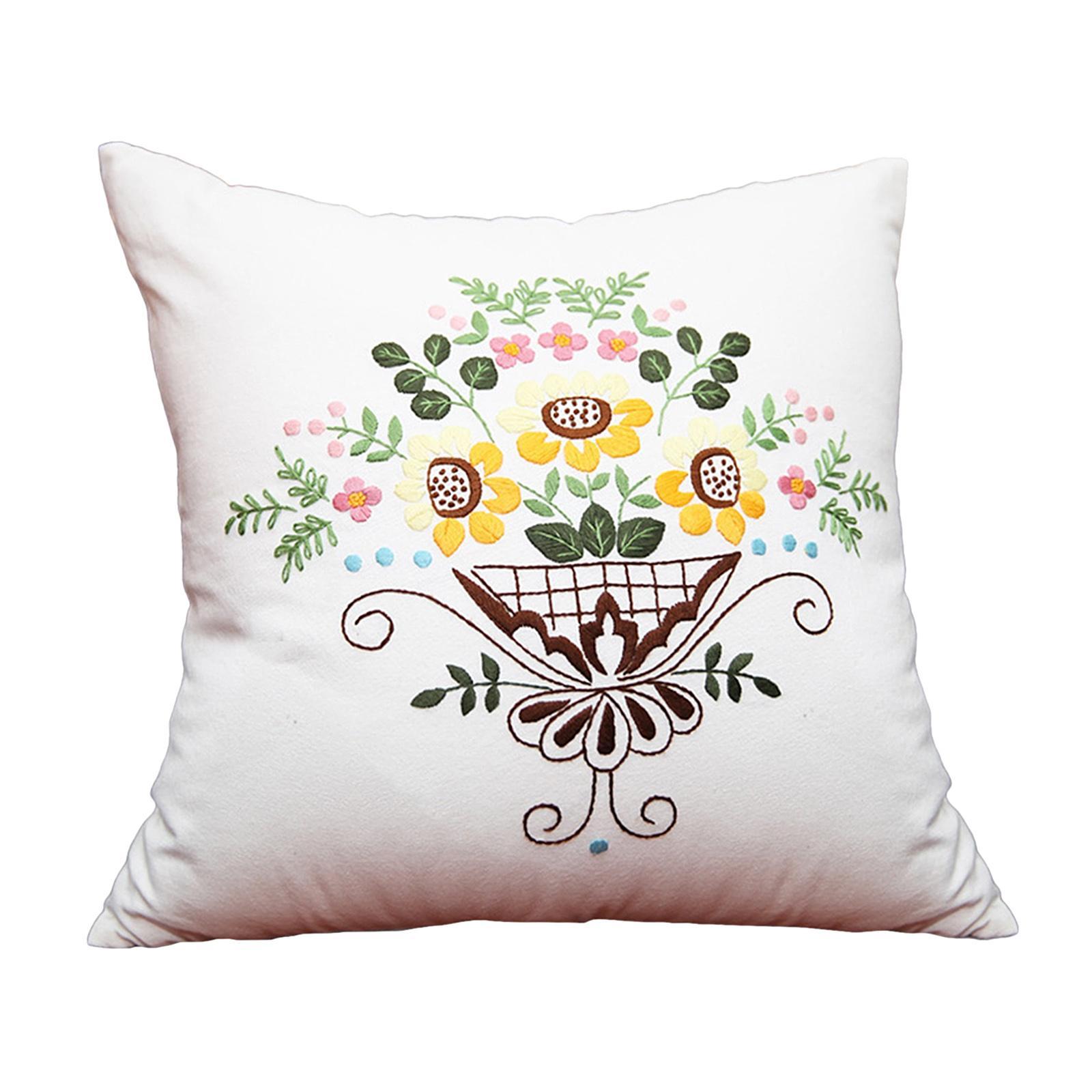 3Pieces Embroidery Pillow Covers Kit Cushion Cover Pillow Case Kit Cross Stitch Kits for Beginners