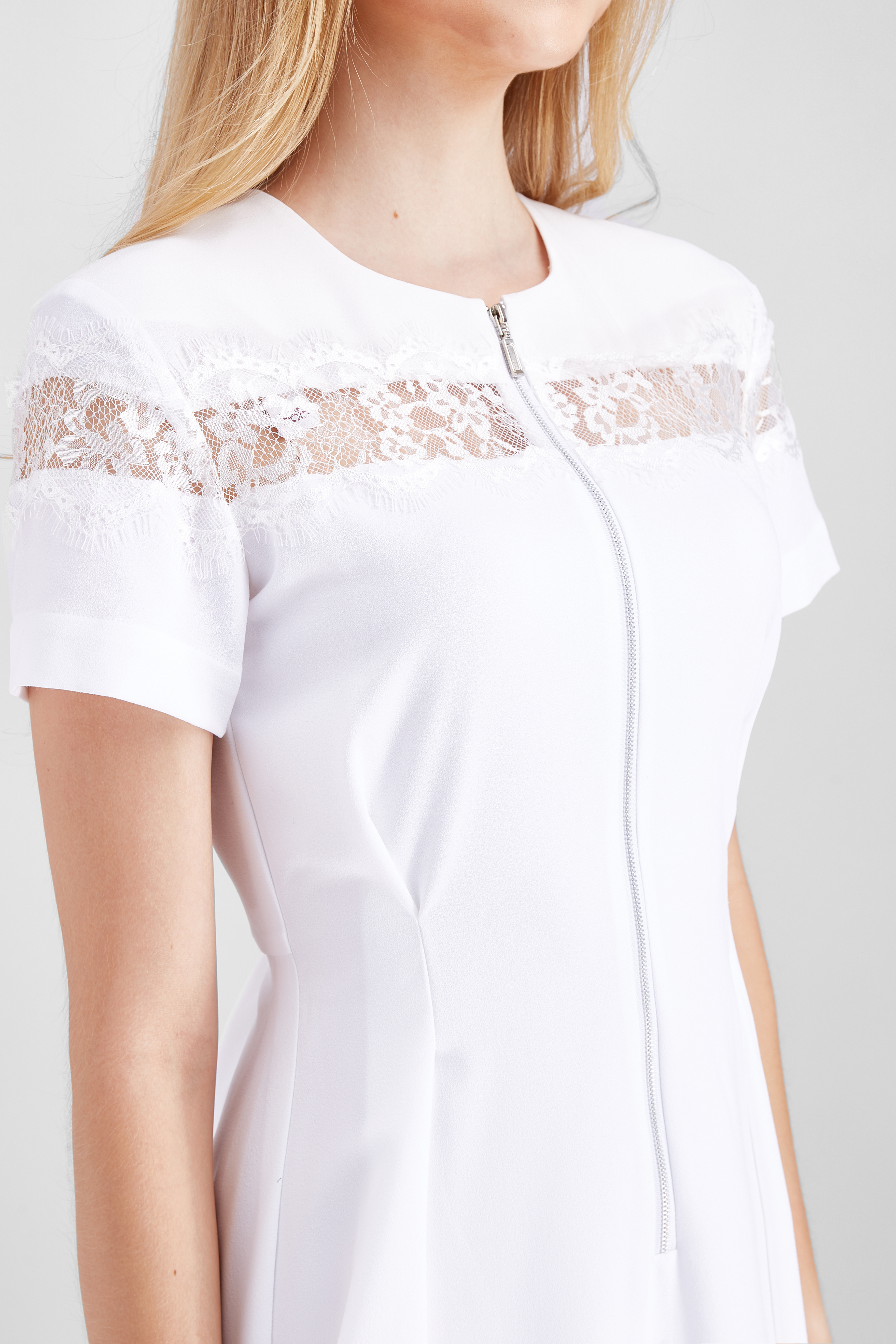 Đầm công sở ren dây kéo dn002