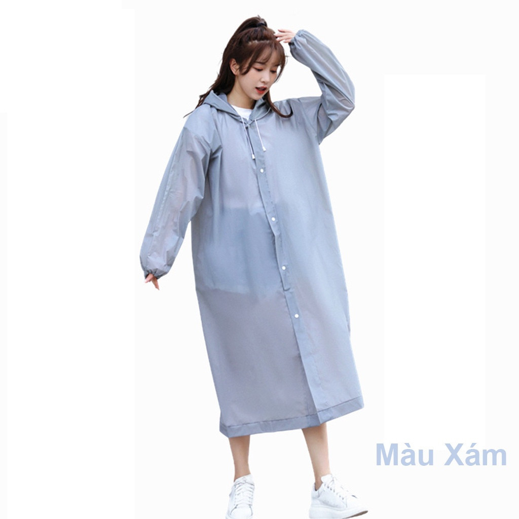 Áo Mưa Một Người Trong Suốt Có Nón Thời Trang, Nhựa EVA Sử Dụng Nhiều Lần - Siêu Dày Chống Thấm Nước Cho Mưa To Phong Cách Thời Trang Nhiều Màu Sắc Tươi Trẻ, Phù Hợp Cho Cả Nam Nữ 1