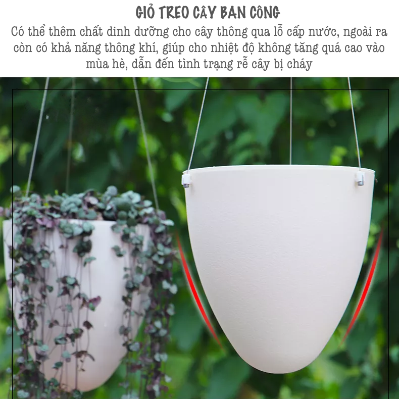 Chậu cây treo ban công Oliz D09 - Chậu trồng cây thông minh tự tưới