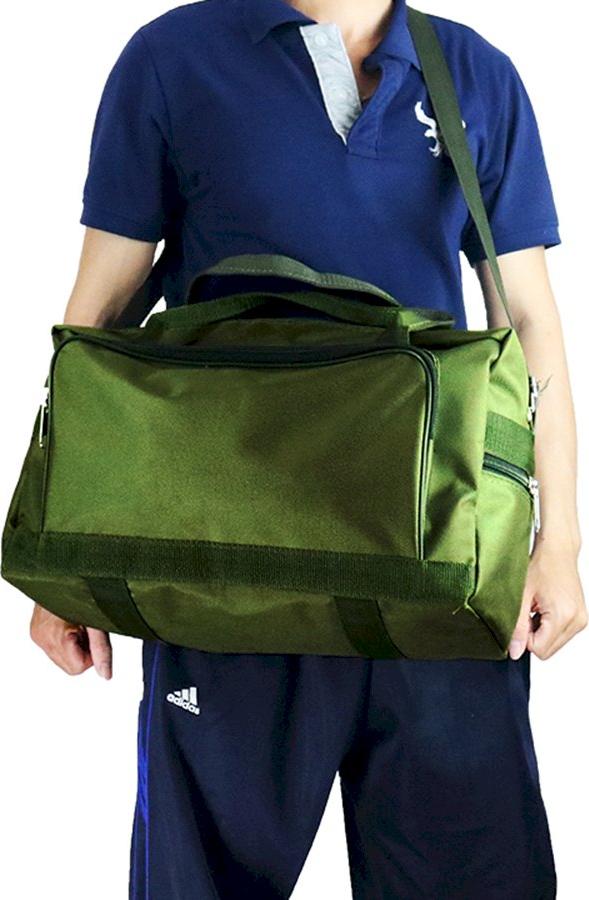 Túi xách du lịch vải bố xanh rêu cao cấp AH size trung