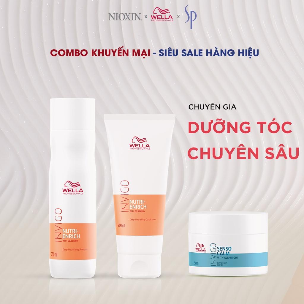 Combo Gội Xả Hấp Wella Invigo Tăng Cường Dưỡng Chất, Phục Hồi Tóc Khô Xơ Nutri Enrich (Gội 250ml+ Xả 200ml+ Hấp 150ml)