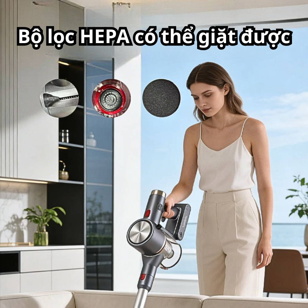 Máy hút bụi cầm tay Lumabella LB- 63021 SẠC PIN công suất cực lớn lên đến 2200W hút bụi mịn gia đình, ô tô - HÀNG CHÍNH HÃNG
