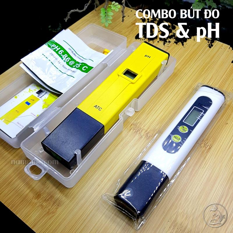 COMBO Bút Đo pH & TDS New | Bộ Bút Đo Kiểm Tra Chất Lượng Nước Uống, Thuỷ Canh, Bể Cá Cảnh, Thuỷ Sinh