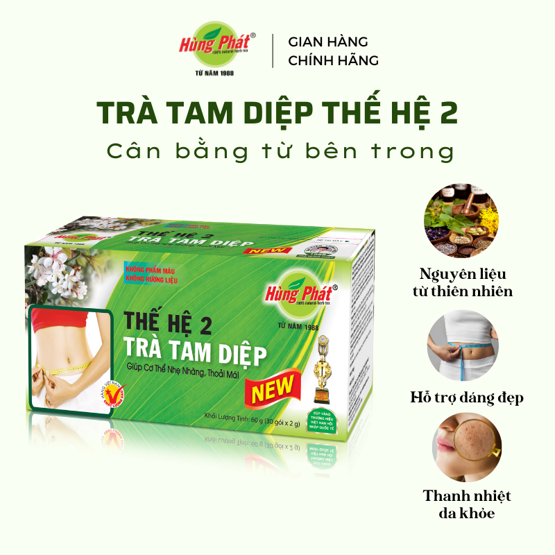 Trà Tam Diệp Thế Hệ 2 - Giảm Cân Hiệu Quả, An Toàn - Thương Hiệu Hùng Phát