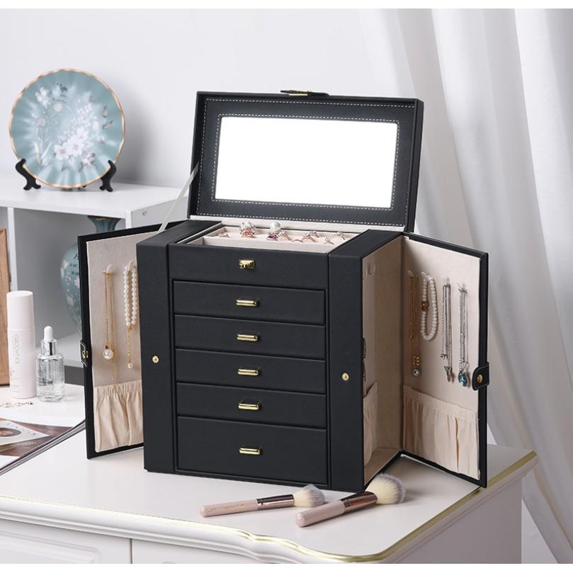 Hộp đựng trang sức dụng cụ trang điểm 5 tầng có gương trang điểm GRAND MARINA JEWELRY BOX