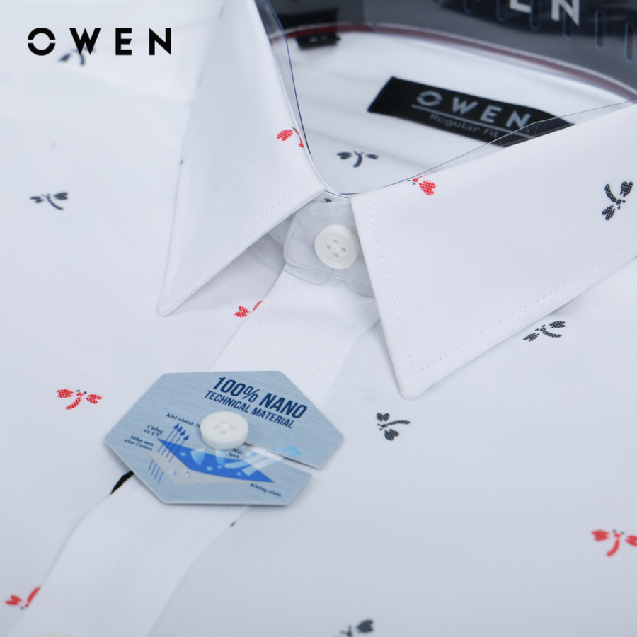 OWEN - Áo sơ mi nam Dài tay form Regular Fit chất liệu Nano Họa tiết nhỏ - AR22888DT