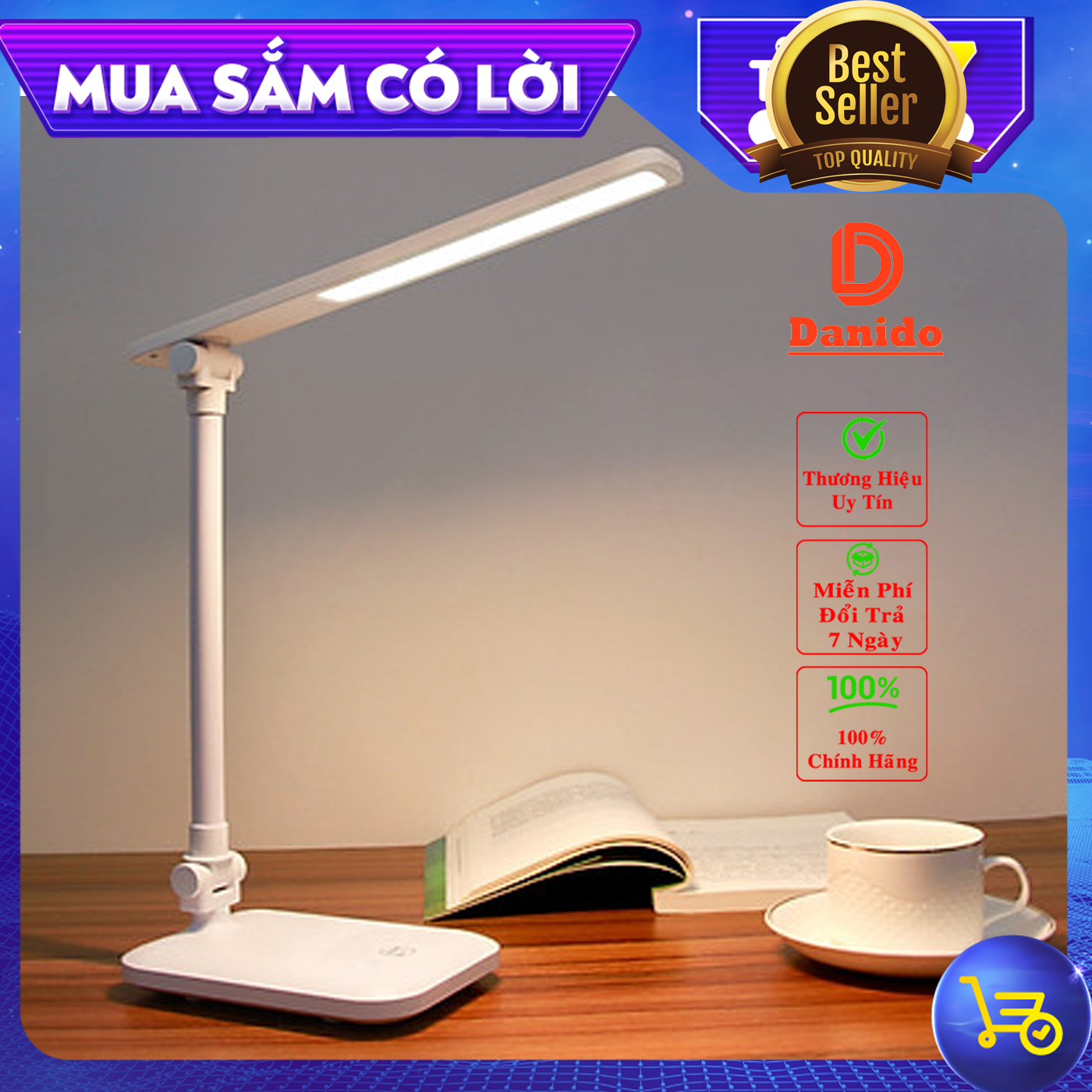 Đèn bàn học LED USB di động gấp gọn – Đèn LED 03 chế độ ánh sáng bảo vệ mắt chống cận - Chính hãng