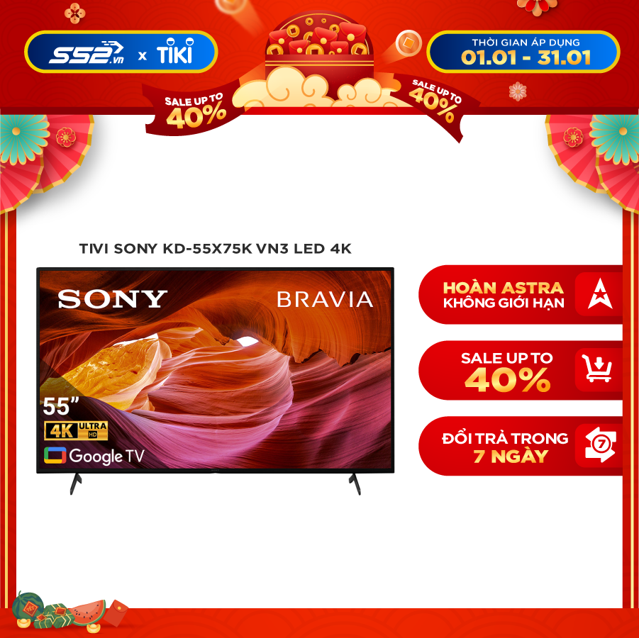 Google Tivi Sony 4K 55 inch KD-55X75K – Model 2022