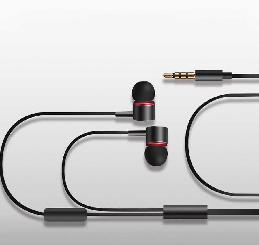 Wired Earphone Metal Sport Music Phone Earbuds In Ear Wire-Control 3.5 MM Drive-by-Wire Headset with MIC