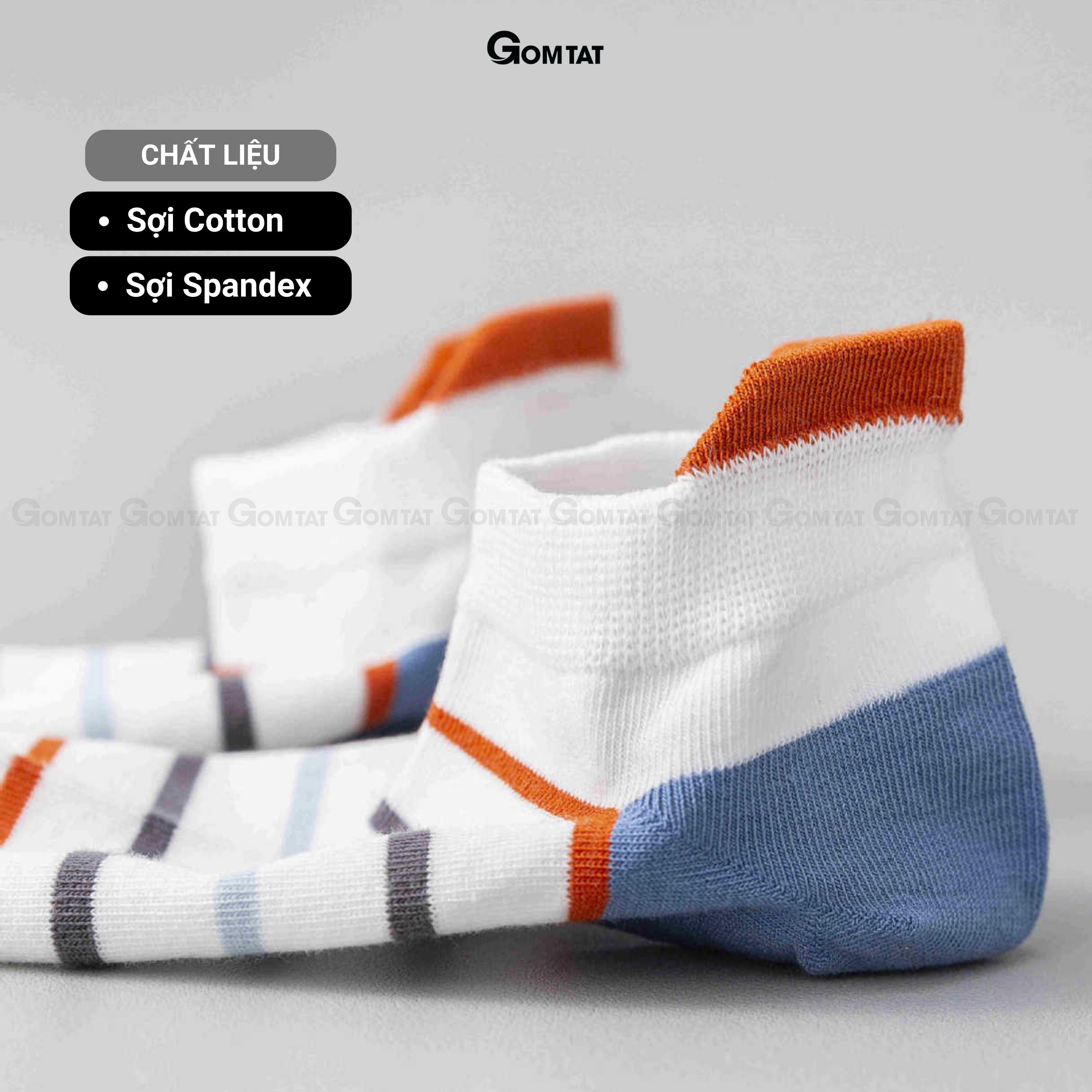 Set 5 đôi tất ngắn cổ nam họa tiết chất liệu cotton, vớ nam cổ thấp co giãn kháng khuẩn cực tốt - HANA-PO-3035-CB5