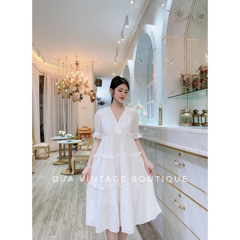 Đầm babydoll dáng xòe tay phồng cao cấp