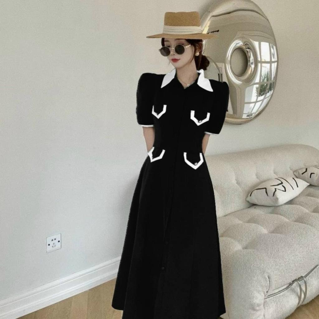 ĐẦM MIDI CỔ SƠMI VIỀN 13297